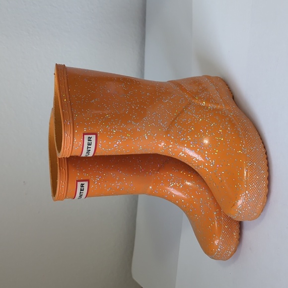 Hunter Shoes Hunter Orange Sparkle Glitter Boots Size 1 Girls